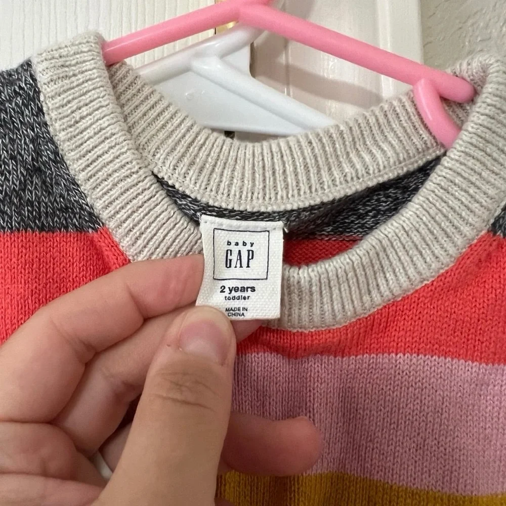 Baby Gap Multicolor Y2K Stripe Sweater Dress Toddler Girl 2T